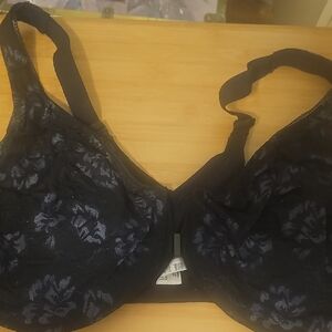 Glamorise Black Floral Lace Bra